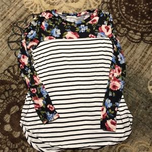 Ladies top size Large Striped and floral